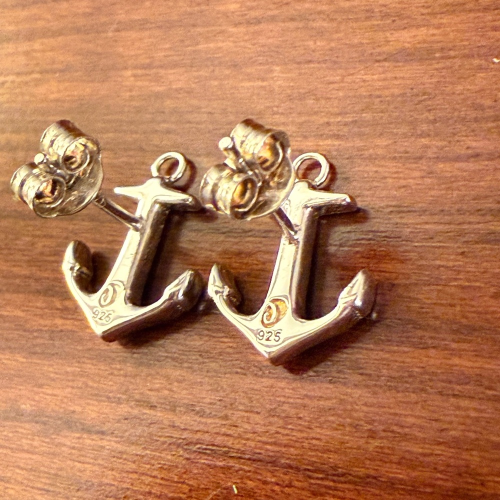 Sterling Silver 925 Anchor Earrings